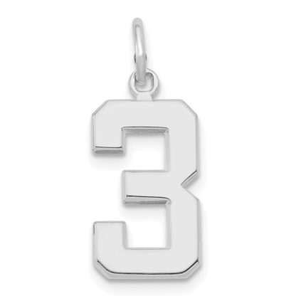 14kw  Medium Polished Number 3 Charm