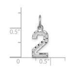14kw Small Brushed Diamond-cut Number 2 Charm - Image 3