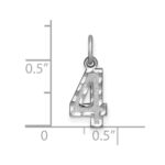 14kw Small Brushed Diamond-cut Number 4 Charm - Image 3