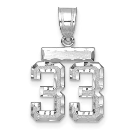 14kw Small Brushed Diamond-cut Number 33 Charm