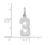 14kw Small Polished Number 3 Charm - Image 4