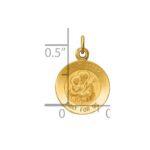 14k Polished and Satin Solid Saint Joseph Medal Round Charm - Image 3