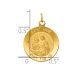 14k Polished and Satin Solid Saint Anne Medal Charm - Image 3