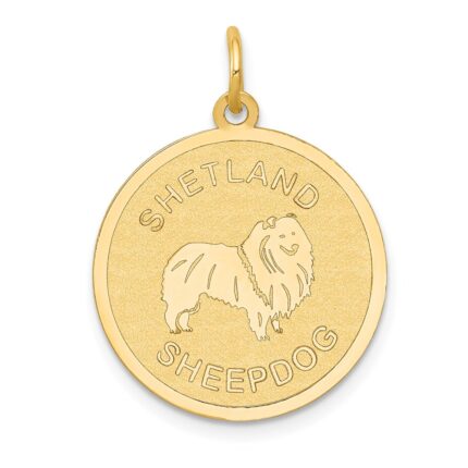 14k SHETLAND SHEEP20mm Engravable Disc Dog Charm
