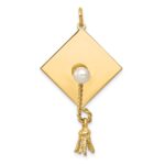 14k Graduation Cap with Freshwater Cultured Pearl and Moveable Tassel Charm