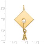 14k Graduation Cap with Freshwater Cultured Pearl and Moveable Tassel Charm - Image 3