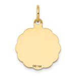14k Polished and Satin Solid HOLY COMMUNION Scalloped Edge Round Disc Charm - Image 4