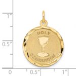 14k Polished and Satin Solid HOLY COMMUNION Diamond-cut Edge Round Disc Pendant - Image 3