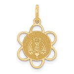 14k Polished MY CONFIRMATION with Dove Scalloped Edge Round Charm