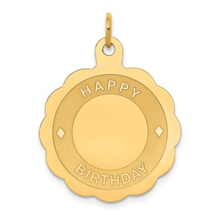 14K HAPPY BIRTHDAY 22mm Engravable Disc Charm