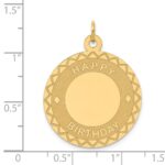 14K HAPPY BIRTHDAY 25mm Engravable Disc Charm - Image 3
