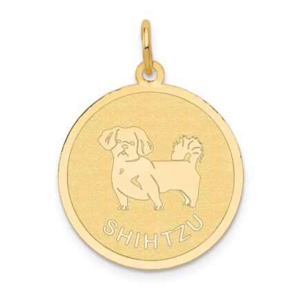 14k SHIH TZU 20mm Engravable Disc Dog Charm