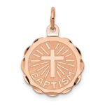 14k Rose Gold BAPTISM with Cross Round Disc Charm