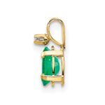 14k Diamond and 6x4 Oval May/Emerald Birthstone Pendant - Image 2