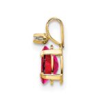 14k Diamond and 6x4 Oval July/Ruby Birthstone Pendant - Image 2