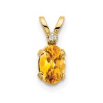 14k Diamond and 6x4 Oval November/Citrine Birthstone Pendant