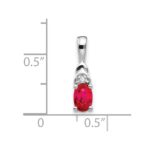 14k White Gold 6x4 Oval July/Ruby and Diamond Pendant - Image 3