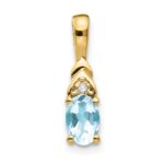14k 6x4 Oval March/Aquamarine and Diamond Pendant