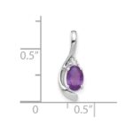 14k White Gold 6x4 Oval February/Amethyst and Diamond Pendant - Image 3