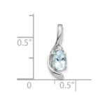 14k White Gold 6x4 Oval March/Aquamarine and Diamond Pendant - Image 3