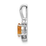 14k White Gold 6x4 Oval November/Citrine and Diamond Pendant - Image 2