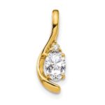 14k 6x4 Oval April/White Topaz and Diamond Pendant