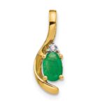 14k 6x4 Oval May/Emerald and Diamond Pendant