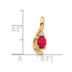 14k 6x4 Oval July/Ruby and Diamond Pendant - Image 3