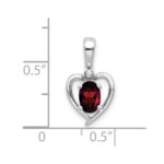 14k White Gold 6x4 Oval January/Garnet and Diamond Heart Pendant - Image 3