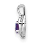 14k White Gold 6x4 Oval February/Amethyst and Diamond Heart Pendant - Image 2