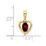 14k 6x4 Oval January/Garnet and Diamond Heart Pendant - Image 3