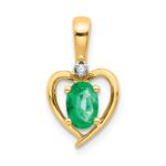 14k 6x4 Oval May/Emerald and Diamond Heart Pendant