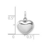 14k White Gold 3D Puffed Heart Pendant - Image 4