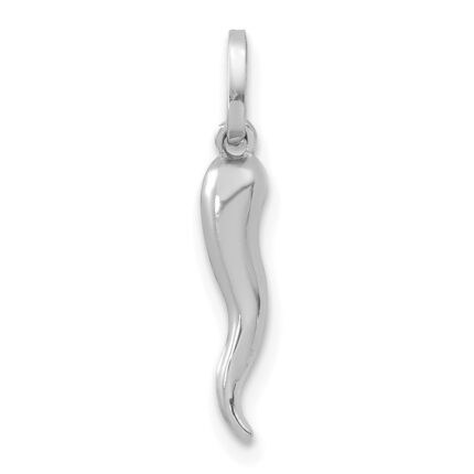 14k White Gold 3-D Italian Horn Charm