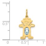 14K Girl Charm 6x4 Oval Genuine Aquamarine-March - Image 3