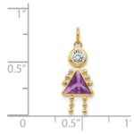 14k February Girl Synthetic Birthstone Charm - Image 3