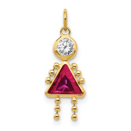 14k July Girl Synthetic Birthstone Charm