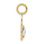 14K Boy Charm 6x4 Oval Genuine White Topaz-April - Image 2