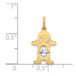 14K Boy Charm 6x4 Oval Genuine White Topaz-April - Image 3