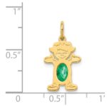 14K Girl Charm 6x4 Oval Genuine Emerald-May - Image 3