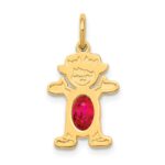 14K Girl Charm 6x4 Oval Genuine Ruby-July