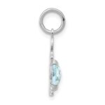 14K White Gold Boy Charm 6x4 Oval Genuine Aquamarine-March - Image 2