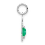 14K White Gold Boy Charm 6x4 Oval Genuine Emerald-May - Image 2
