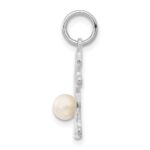 14K White Gold Girl Charm 4mm Freshwater Cultured Pearl-June - Image 2