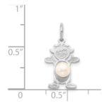 14K White Gold Girl Charm 4mm Freshwater Cultured Pearl-June - Image 3
