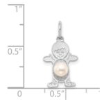 14K White Gold Boy Charm 4mm Freshwater Cultured Pearl-June - Image 3