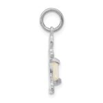 14K White Gold Girl Charm 6x4 Oval Genuine Opal-October - Image 2