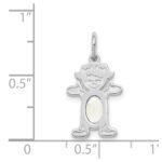 14K White Gold Girl Charm 6x4 Oval Genuine Opal-October - Image 3