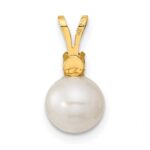 14k 7-8mm White Round Freshwater Cultured Pearl and .30RU Ruby Post Earrings and Pendant Set - Image 4