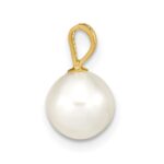 14K 7-8mm White Round Freshwater Cultured Pearl Pendant - Image 2